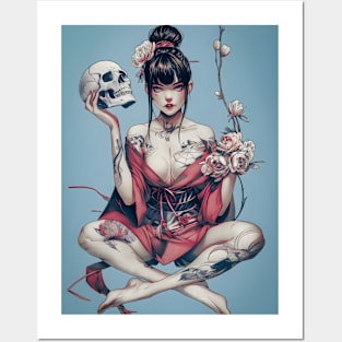 Geisha and skull 6606 Posters and Art